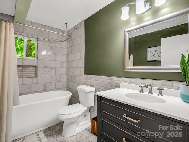 1463 Carolina Dr, Tryon, NC 28782 - full bath with vanity, shower / tub combo, and tile walls