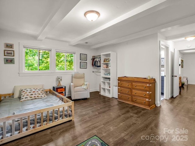 1463 Carolina Dr, Tryon, NC 28782 - bedroom featuring beamed ceiling and wood finished floors