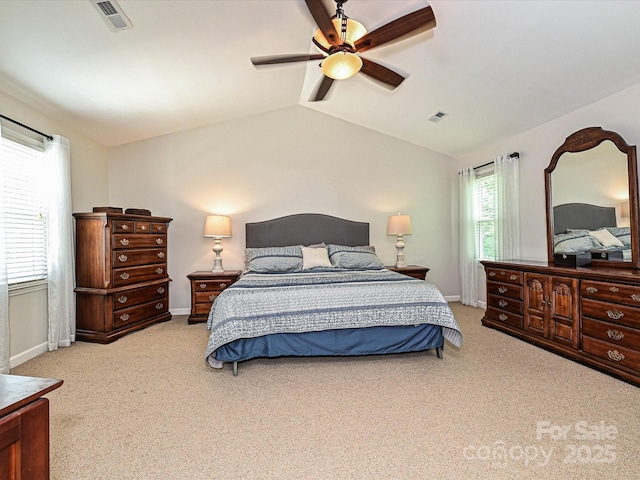 2621 Brightmoor Ridge Dr, Matthews, NC 28105 - bedroom featuring carpet flooring, lofted ceiling, and ceiling fan