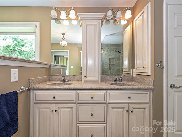 2621 Brightmoor Ridge Dr, Matthews, NC 28105 - bathroom with double vanity and tiled shower