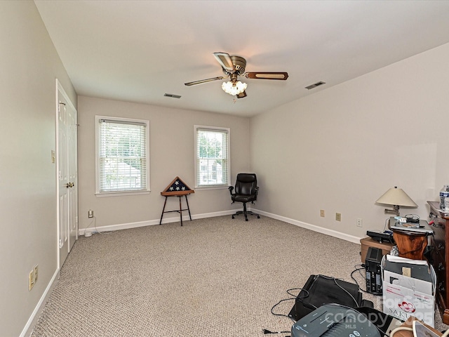 2621 Brightmoor Ridge Dr, Matthews, NC 28105 - misc room with ceiling fan and carpet floors