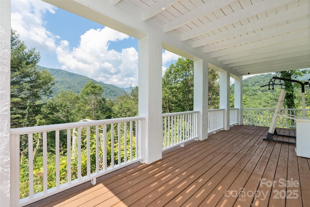 371 Clearview Dr, Waynesville, NC 28786 - wooden terrace with a mountain view