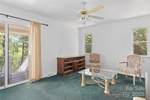 371 Clearview Dr, Waynesville, NC 28786 - sitting room featuring carpet flooring and a ceiling fan