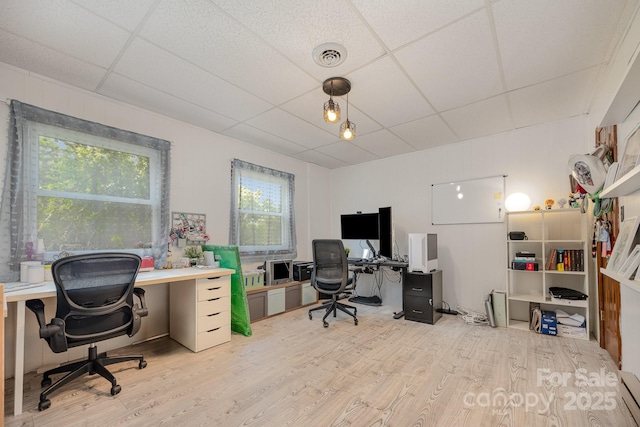 301 Rosemont Ave SE, Concord, NC 28025 - office area with a drop ceiling and wood finished floors