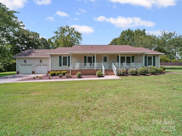 1302 Hawthorne Rd, Lancaster, SC 29720 - single story home featuring a porch, a garage, a front lawn, and concrete driveway