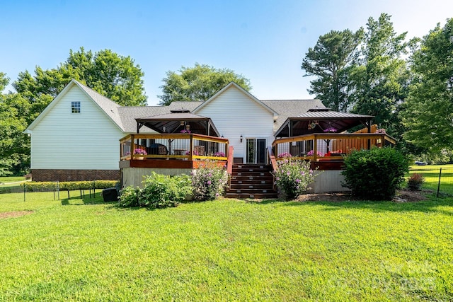 135 Primrose Dr, Salisbury, NC 28147 - rear view of property with a gazebo, stairway, and a deck