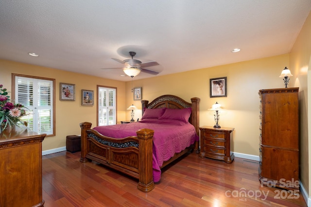 135 Primrose Dr, Salisbury, NC 28147 - bedroom with wood finished floors, recessed lighting, and ceiling fan