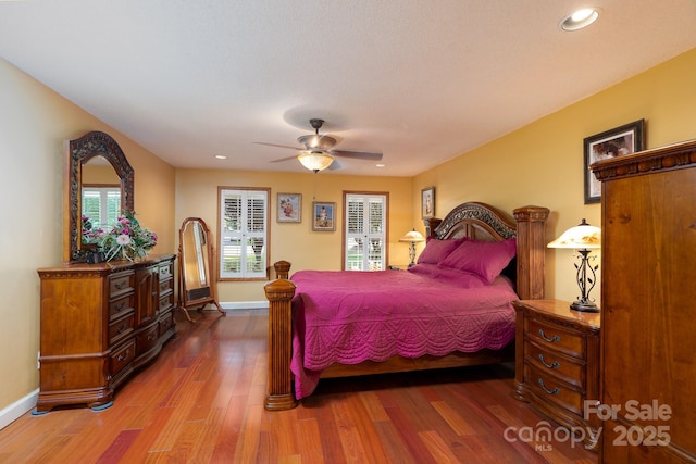 135 Primrose Dr, Salisbury, NC 28147 - bedroom featuring wood finished floors, recessed lighting, and a ceiling fan