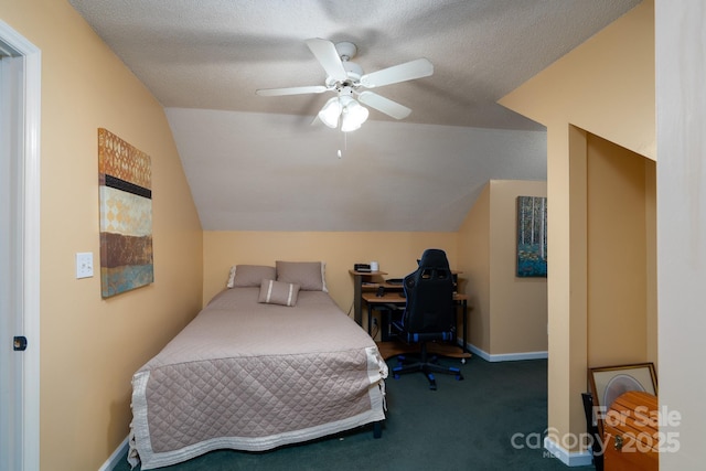 135 Primrose Dr, Salisbury, NC 28147 - bedroom with carpet flooring, lofted ceiling, a desk, and a ceiling fan
