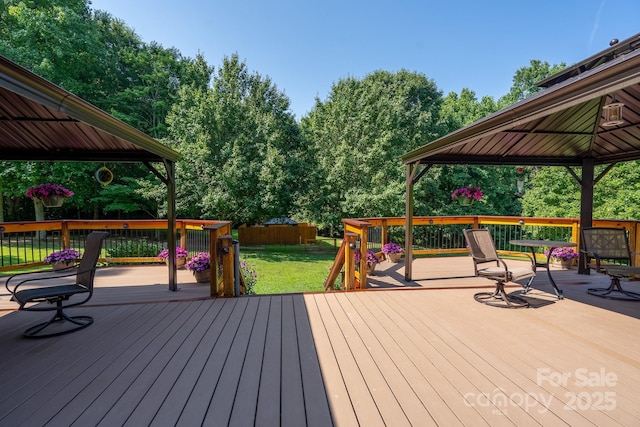 135 Primrose Dr, Salisbury, NC 28147 - wooden deck with a gazebo and view of scattered trees