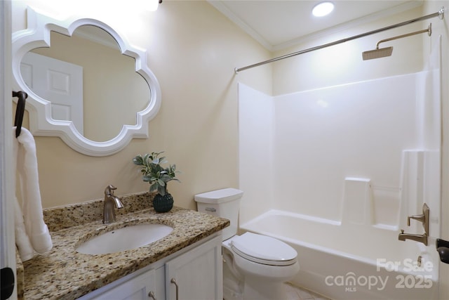 8829 Gelligum Dr, Charlotte, NC 28277 - bathroom with tub / shower combination, vanity, and crown molding