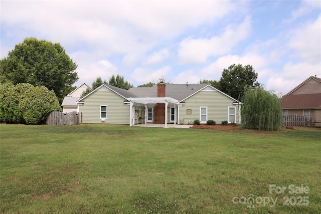 8829 Gelligum Dr, Charlotte, NC 28277 - back of house featuring a pergola, a patio area, and a chimney