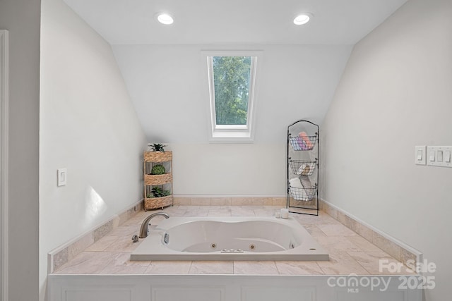 2358 Sparrow Dr, Rock Hill, SC 29732 - bathroom featuring a tub with jets and recessed lighting