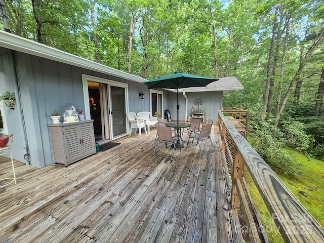 217 Shortoff Ln, Highlands, NC 28741 - wooden deck with outdoor dining space