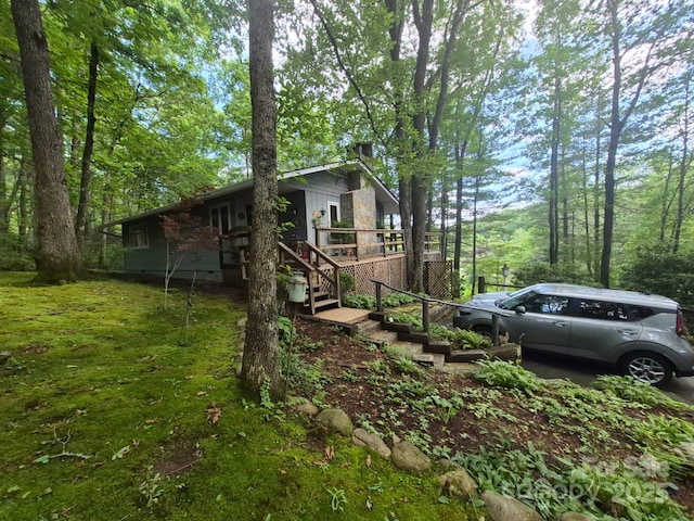 217 Shortoff Ln, Highlands, NC 28741 - view of yard with stairs and a wooden deck