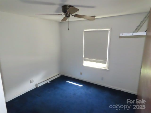 5823 Rupert Ln, Charlotte, NC 28215 - carpeted empty room with baseboard heating and ceiling fan