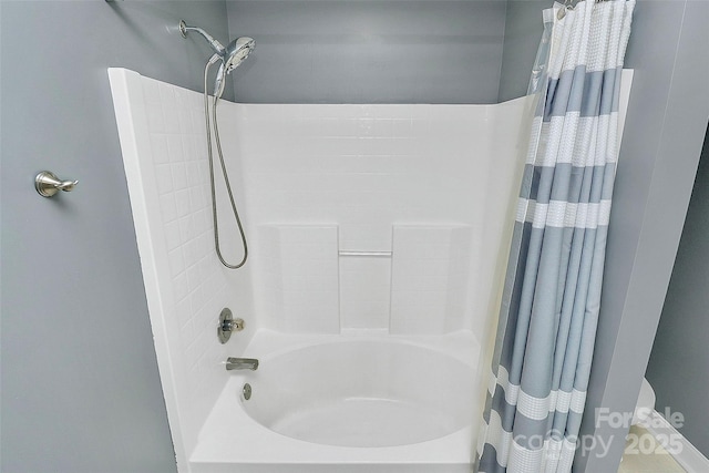 2044 Gable Way Ln, Matthews, NC 28104 - bathroom with shower / bathtub combination with curtain