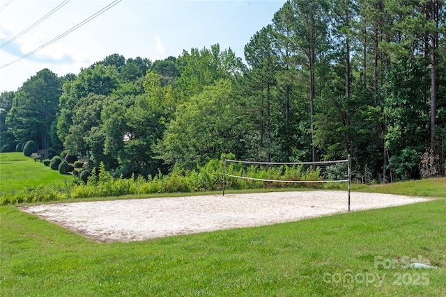 221 N Centurion Ln, Mount Holly, NC 28120 - view of home's community with volleyball court, a lawn, and a forest view