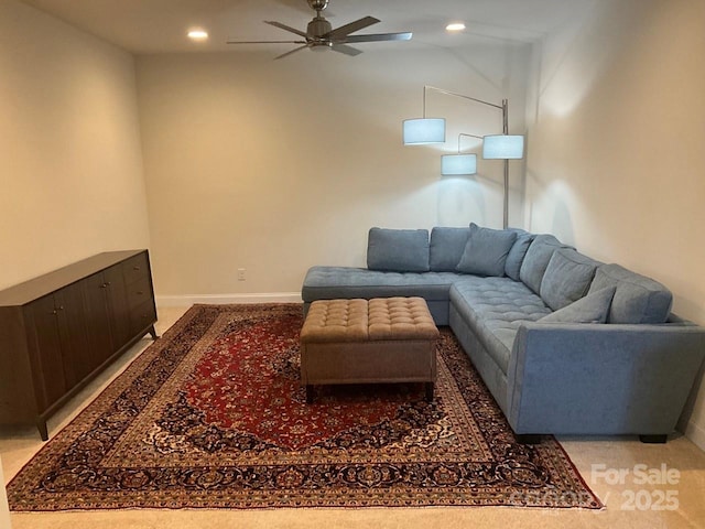 11608 Founders Park Ln, Pineville, NC 28134 - living area with ceiling fan and recessed lighting