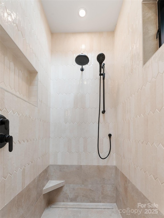 285 Poplar Crest Dr, Pisgah Forest, NC 28768 - bathroom featuring tiled shower and recessed lighting