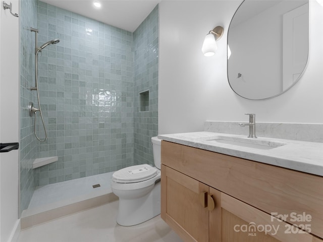 285 Poplar Crest Dr, Pisgah Forest, NC 28768 - full bath with vanity, a tile shower, and recessed lighting