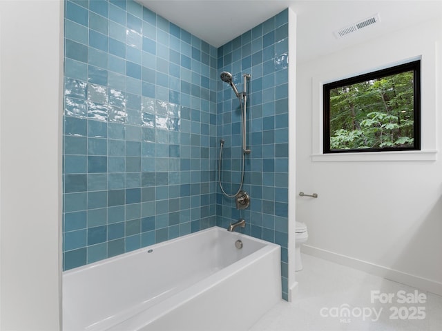 285 Poplar Crest Dr, Pisgah Forest, NC 28768 - bathroom featuring toilet and shower / bathtub combination