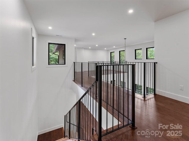 285 Poplar Crest Dr, Pisgah Forest, NC 28768 - staircase with wood finished floors and recessed lighting