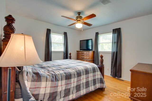 2310 Honeysuckle Pl, Lenoir, NC 28645 - bedroom with multiple windows, wood finished floors, and a ceiling fan