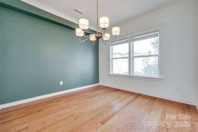 365 Battery Cir, Clover, SC 29710 - empty room with crown molding, a chandelier, and wood finished floors