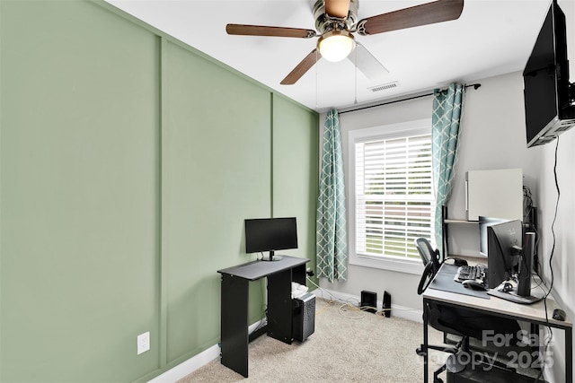 2662 14th St NE, Hickory, NC 28601 - carpeted home office featuring baseboards and a ceiling fan
