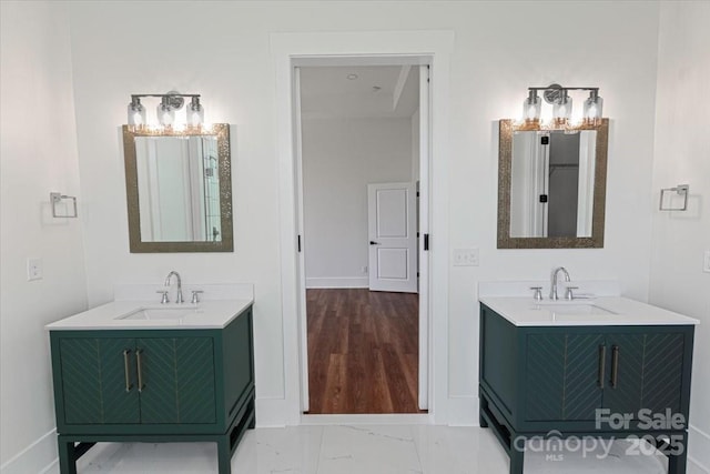 108 Augusta Ln, Shelby, NC 28150 - full bath featuring marble finish floors and two vanities