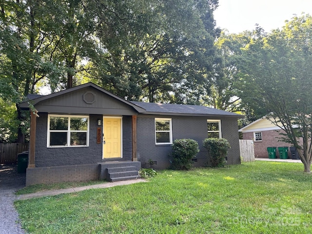 9800 Feldbank Dr, Charlotte, NC 28216 - view of front facade featuring brick siding, crawl space, and entry steps