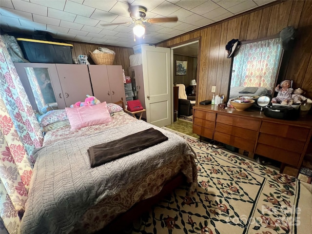 302 Margarette Ave, Belmont, NC 28012 - bedroom with wood walls and light colored carpet
