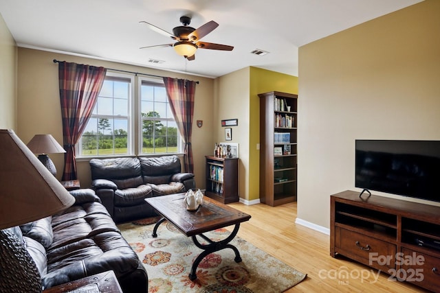 585 Clearwater Lake Rd, Kershaw, SC 29067 - living room featuring ceiling fan and light wood finished floors