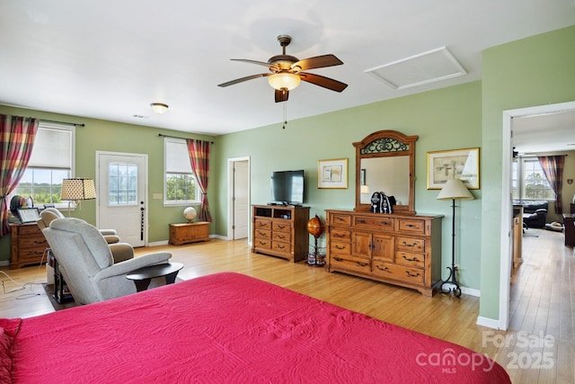 585 Clearwater Lake Rd, Kershaw, SC 29067 - bedroom with attic access and light wood-style floors
