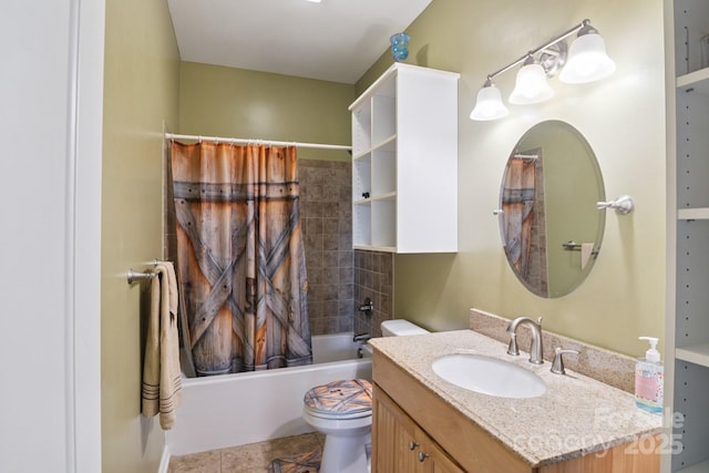 585 Clearwater Lake Rd, Kershaw, SC 29067 - bathroom featuring vanity, shower / bathtub combination with curtain, and tile patterned floors