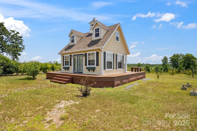 585 Clearwater Lake Rd, Kershaw, SC 29067 - view of front facade with a deck, a front lawn, and roof with shingles