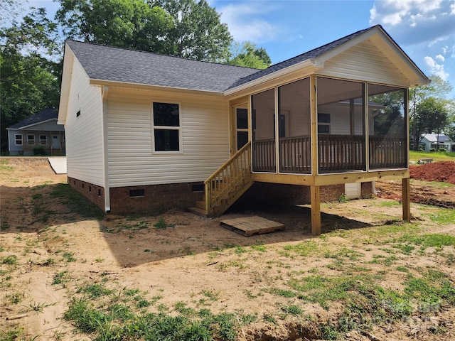 154 Hinton St, Chester, SC 29706 - view of front of house featuring crawl space, roof with shingles, and a sunroom