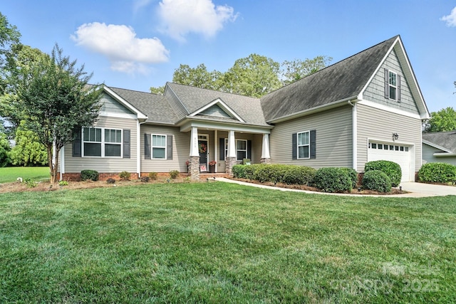 8275 Normandy Rd, Denver, NC 28037 - craftsman-style house with a porch, a front lawn, roof with shingles, and driveway