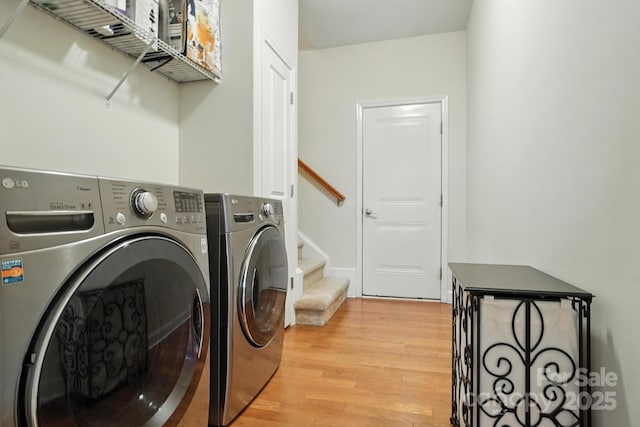 8275 Normandy Rd, Denver, NC 28037 - laundry room with light wood-type flooring and washer and dryer