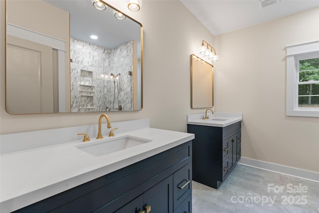 510 State Rd, China Grove, NC 28023 - full bath featuring two vanities and a tile shower