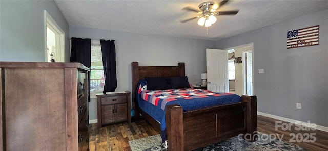414 Pine Cove Rd, Old Fort, NC 28762 - bedroom with dark wood finished floors and ceiling fan