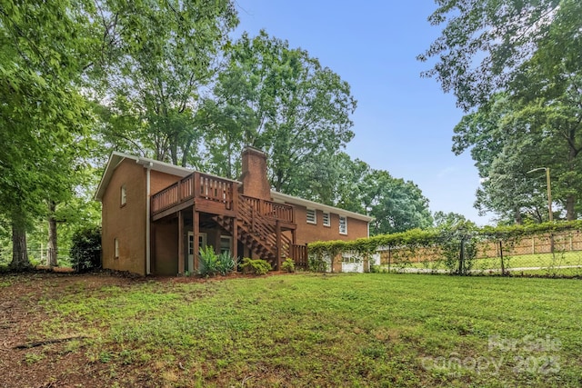 1623 Lumarka Dr, Charlotte, NC 28212 - view of yard with a wooden deck and stairs