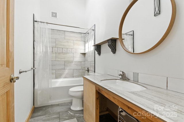 109 Azalea Ave, Swannanoa, NC 28778 - full bathroom featuring vanity and shower / bath combo with shower curtain
