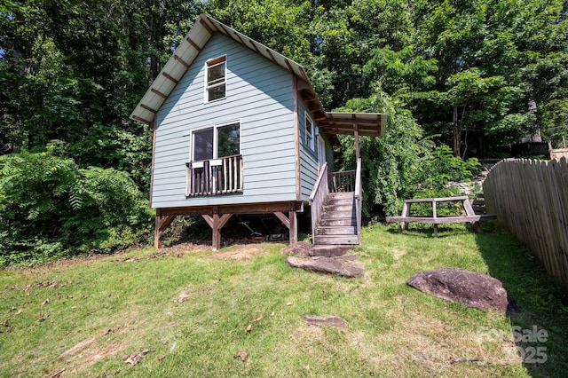 109 Azalea Ave, Swannanoa, NC 28778 - view of side of property with a wooden deck and stairway