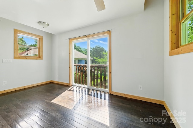 109 Azalea Ave, Swannanoa, NC 28778 - spare room featuring healthy amount of natural light, dark wood-style floors, and ceiling fan