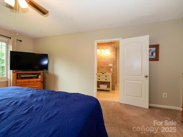 1047 Honeybee Trl, Fort Mill, SC 29715 - bedroom featuring carpet, ensuite bathroom, and a ceiling fan