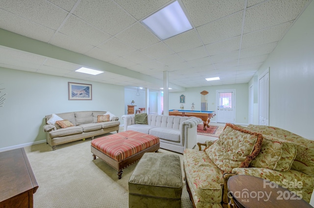 74 Challedon Dr, Candler, NC 28715 - carpeted living room featuring a drop ceiling and pool table