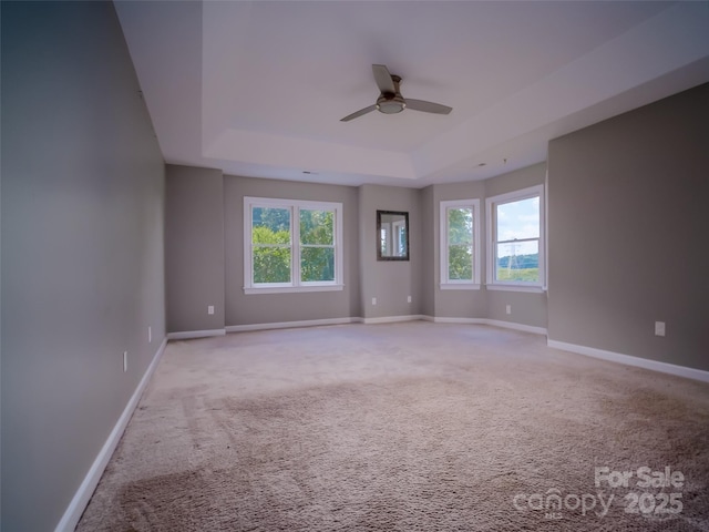 6620 Amos Smith Rd, Charlotte, NC 28214 - spare room featuring a raised ceiling, a ceiling fan, and light colored carpet