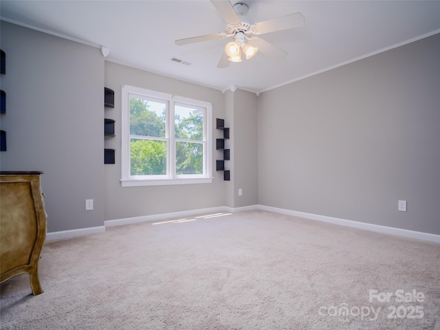6620 Amos Smith Rd, Charlotte, NC 28214 - empty room featuring ceiling fan, crown molding, and carpet floors
